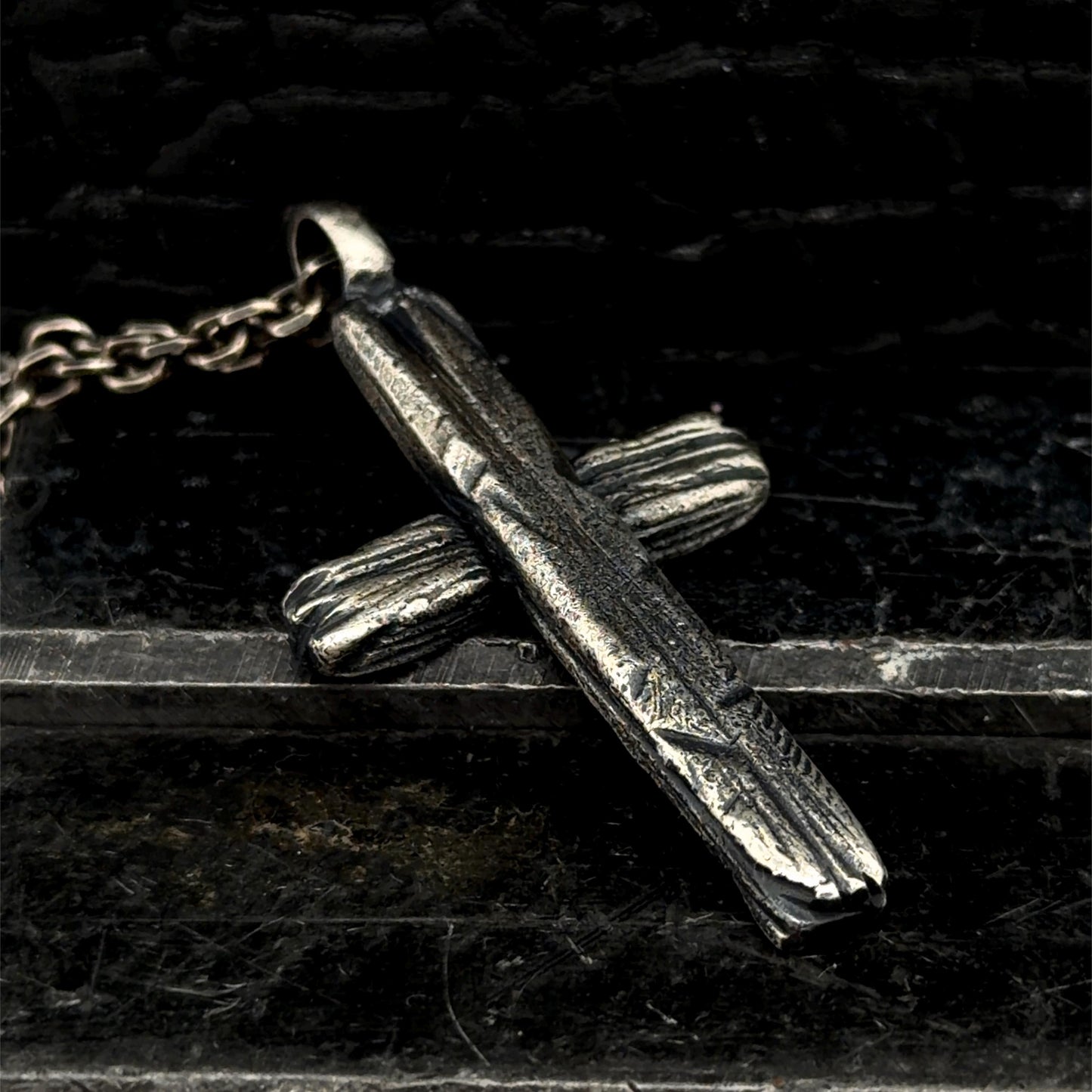 Rustic Cross Necklace for Men – Sterling Silver Christian Pendant