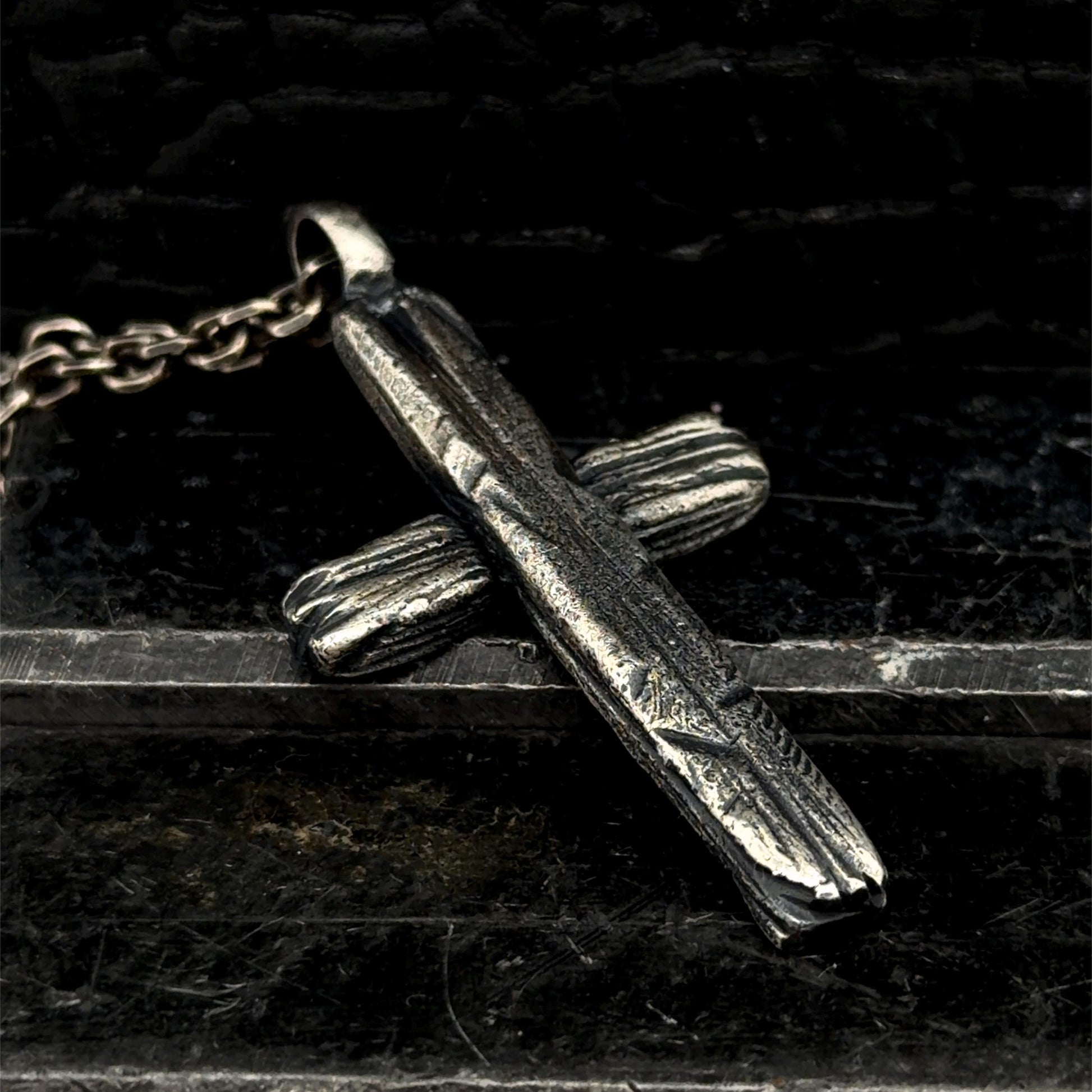 Rustic Cross Necklace for Men – Sterling Silver Christian Pendant