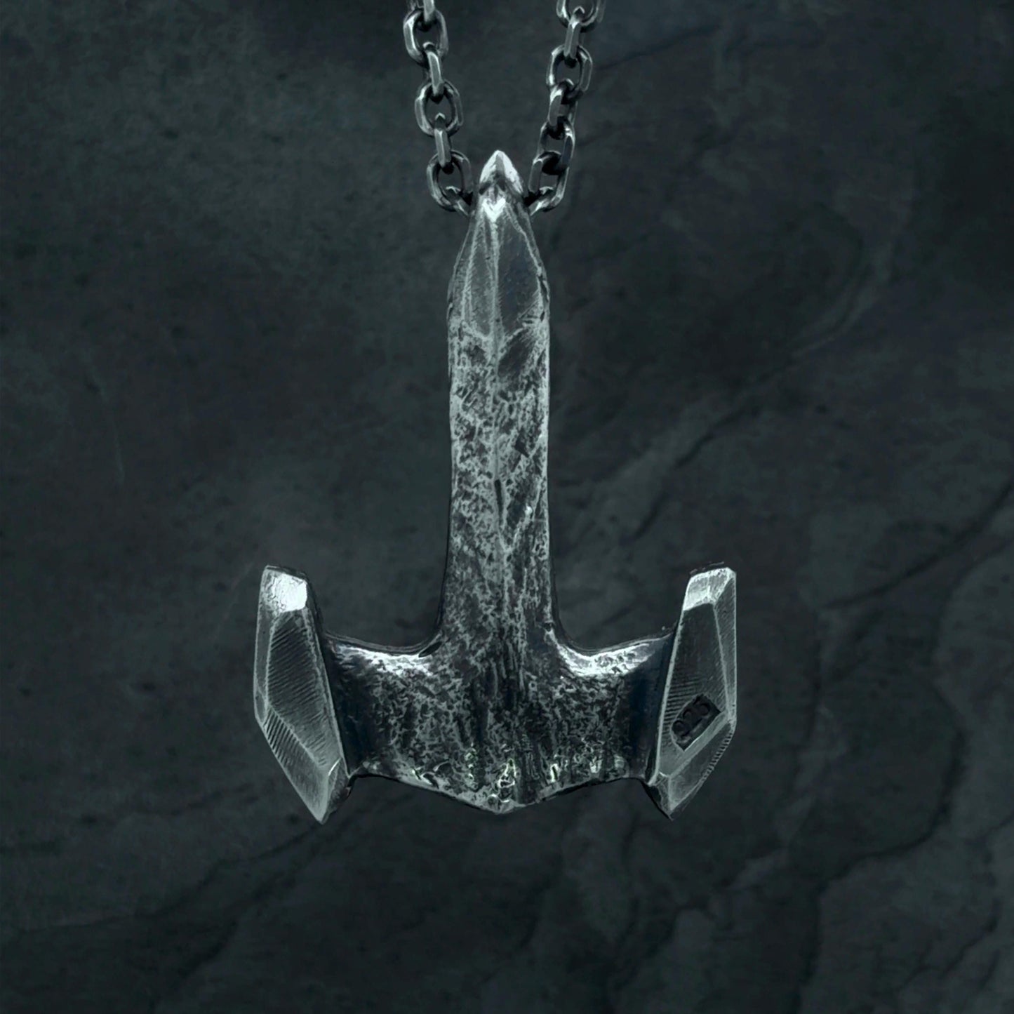 Hand Carved Sterling Silver Mjolnir Pendant, Thor Hammer Necklace