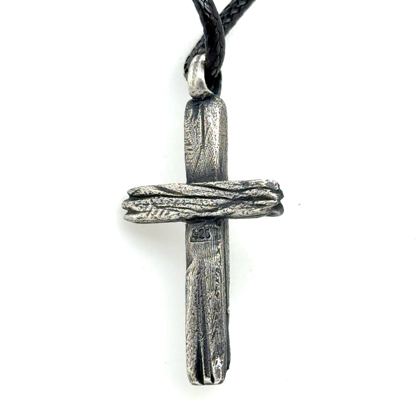 Rustic Cross Necklace for Men – Sterling Silver Christian Pendant