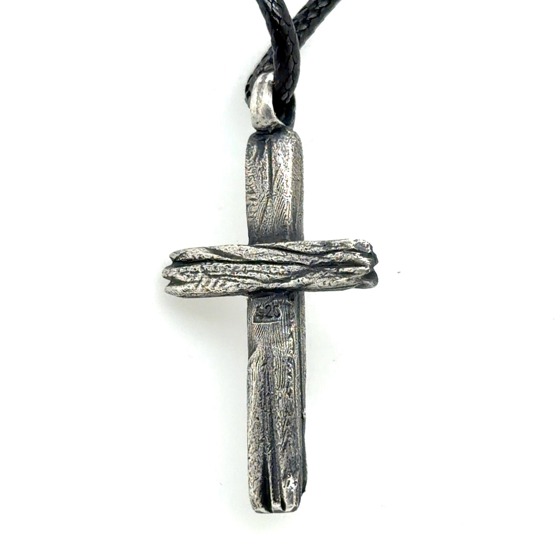 Rustic Cross Necklace for Men – Sterling Silver Christian Pendant
