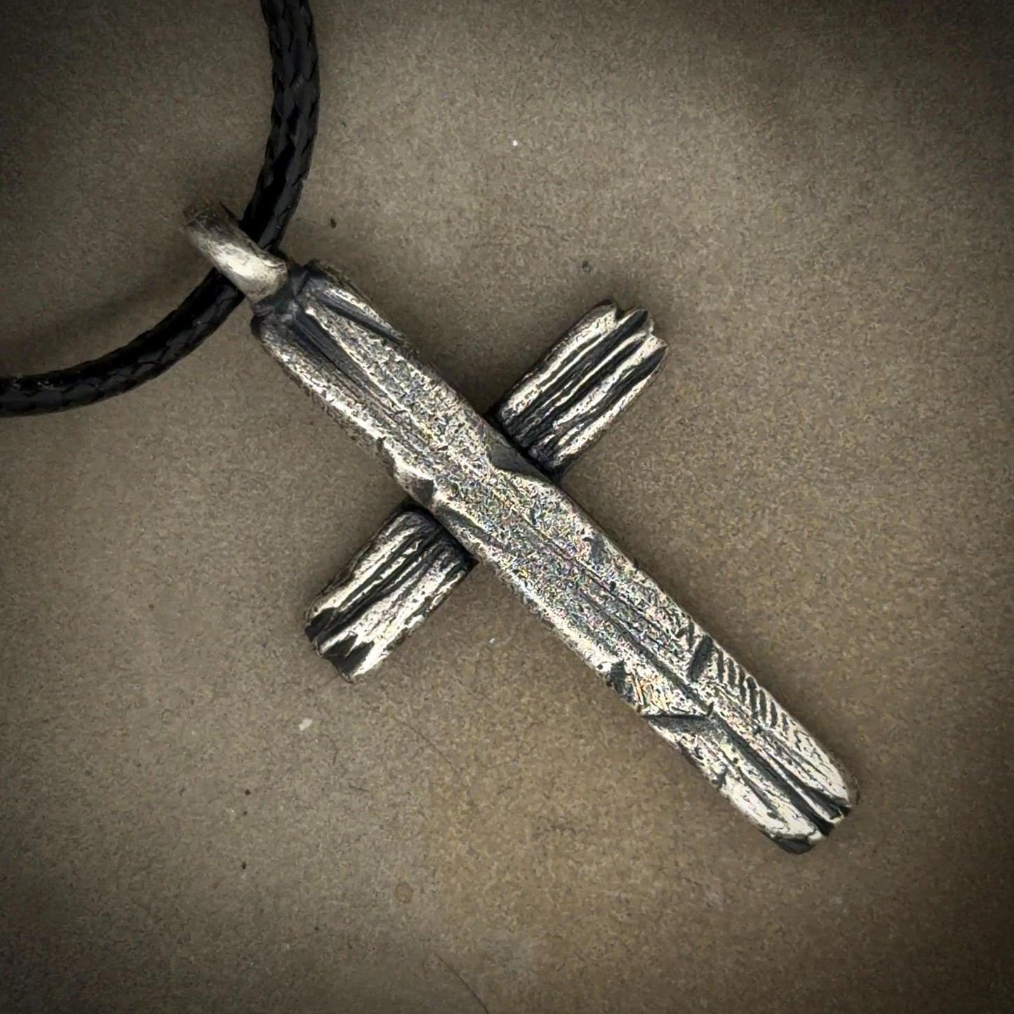 Rustic Cross Necklace for Men – Sterling Silver Christian Pendant