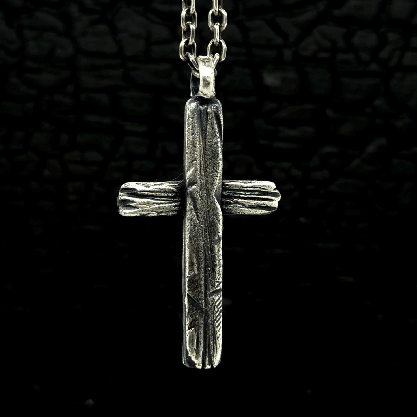 Rustic Cross Necklace for Men – Sterling Silver Christian Pendant