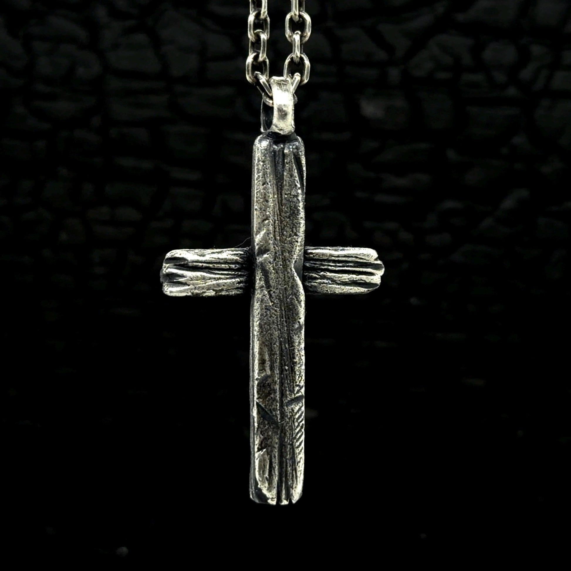 Rustic Cross Necklace for Men – Sterling Silver Christian Pendant