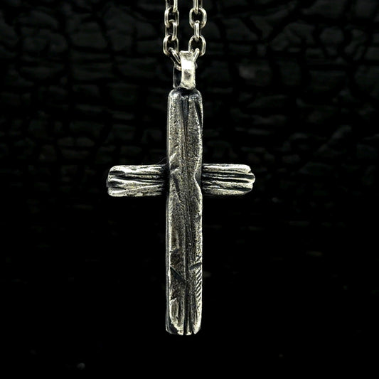 Rustic Cross Necklace for Men – Sterling Silver Christian Pendant