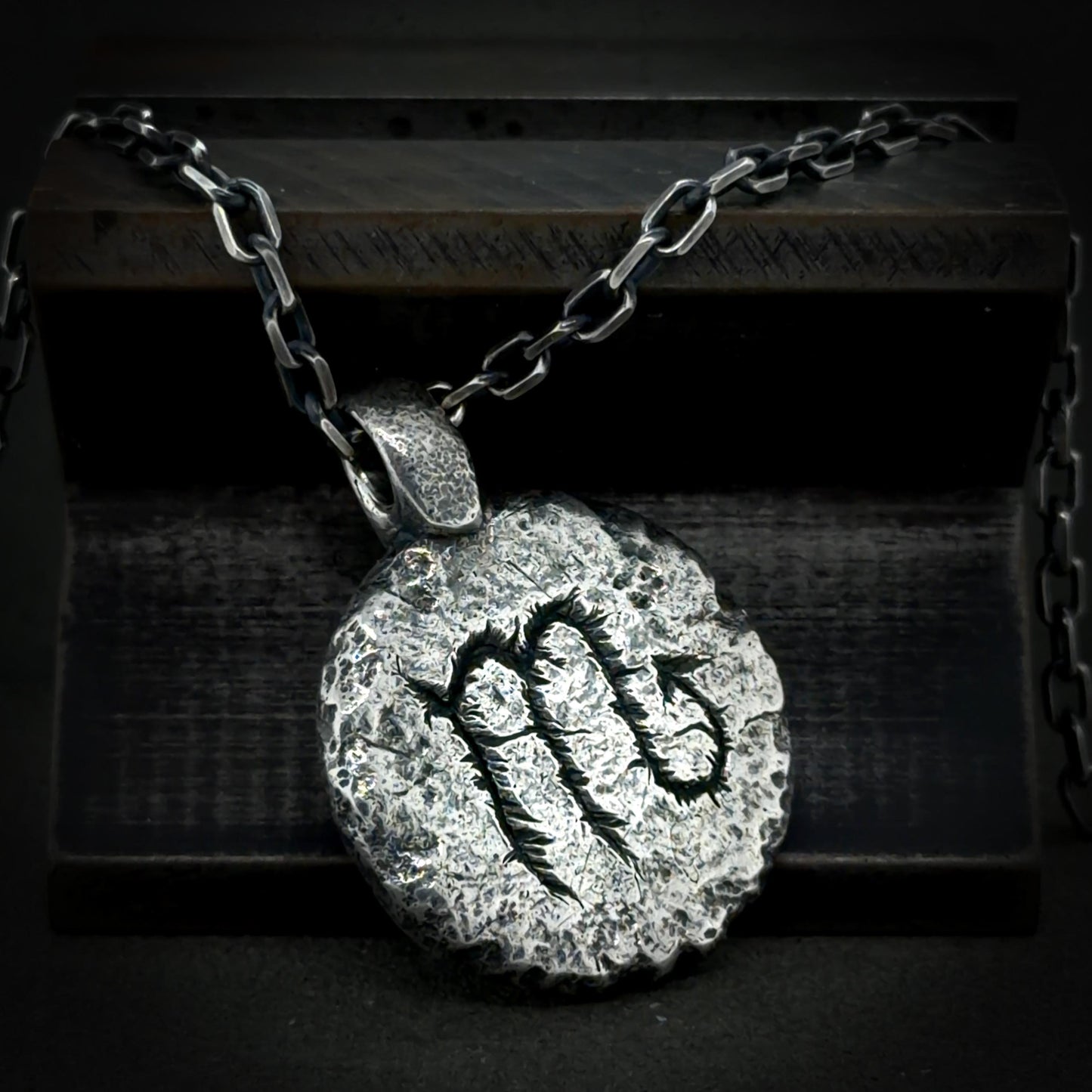 Scorpio Necklace in Sterling Silver — Zodiac Relic Pendant with Constellation Reverse