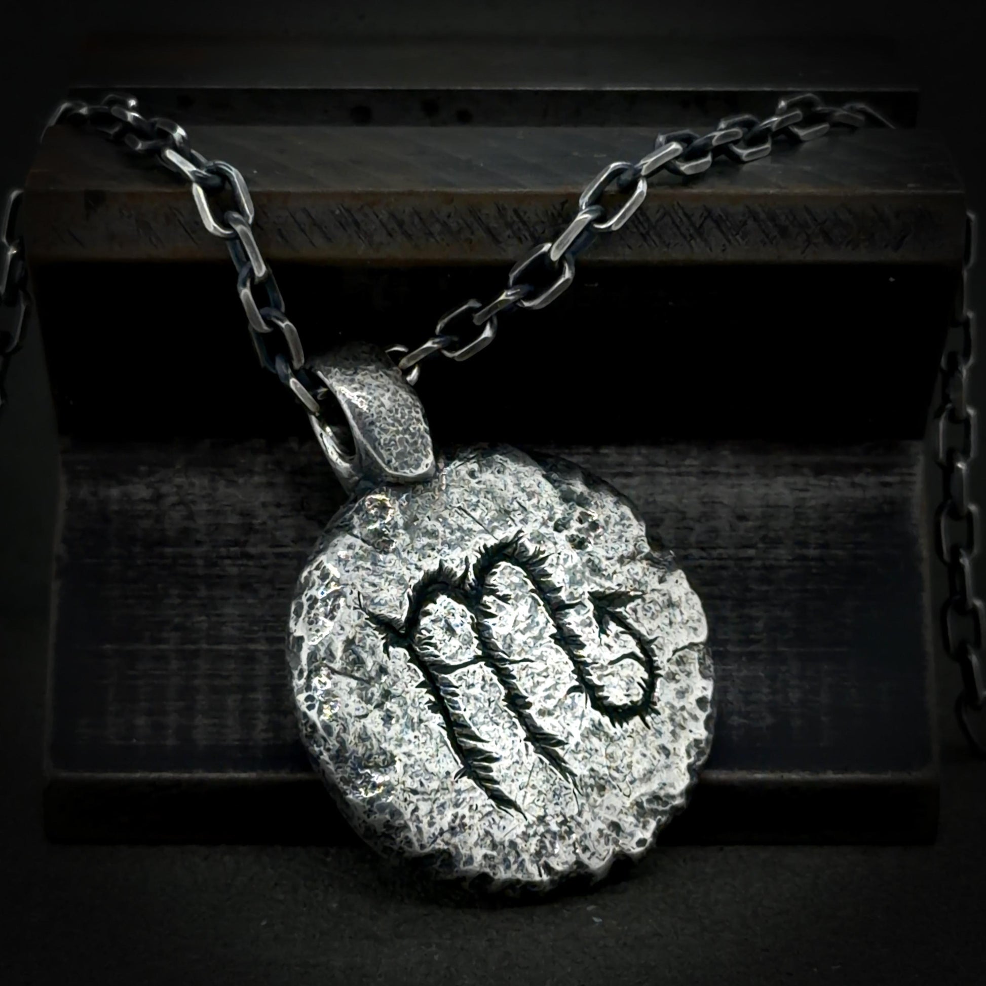 Scorpio Necklace in Sterling Silver — Zodiac Relic Pendant with Constellation Reverse