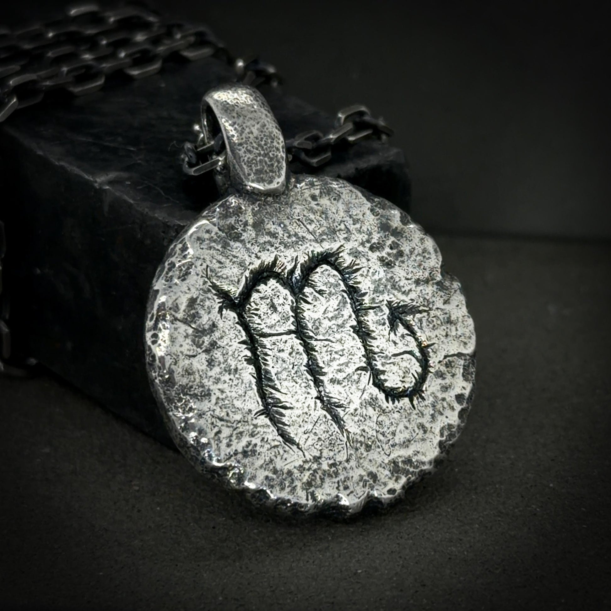 Scorpio Necklace in Sterling Silver — Zodiac Relic Pendant with Constellation Reverse