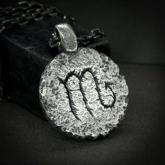 Scorpio Necklace in Sterling Silver — Zodiac Relic Pendant with Constellation Reverse