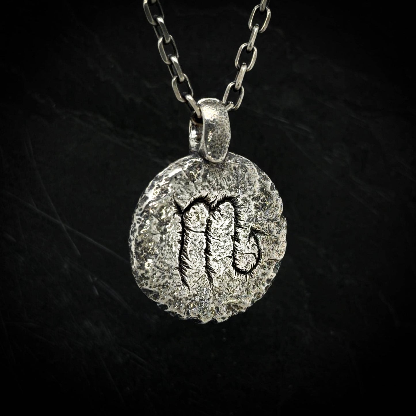 Scorpio Necklace in Sterling Silver — Zodiac Relic Pendant with Constellation Reverse