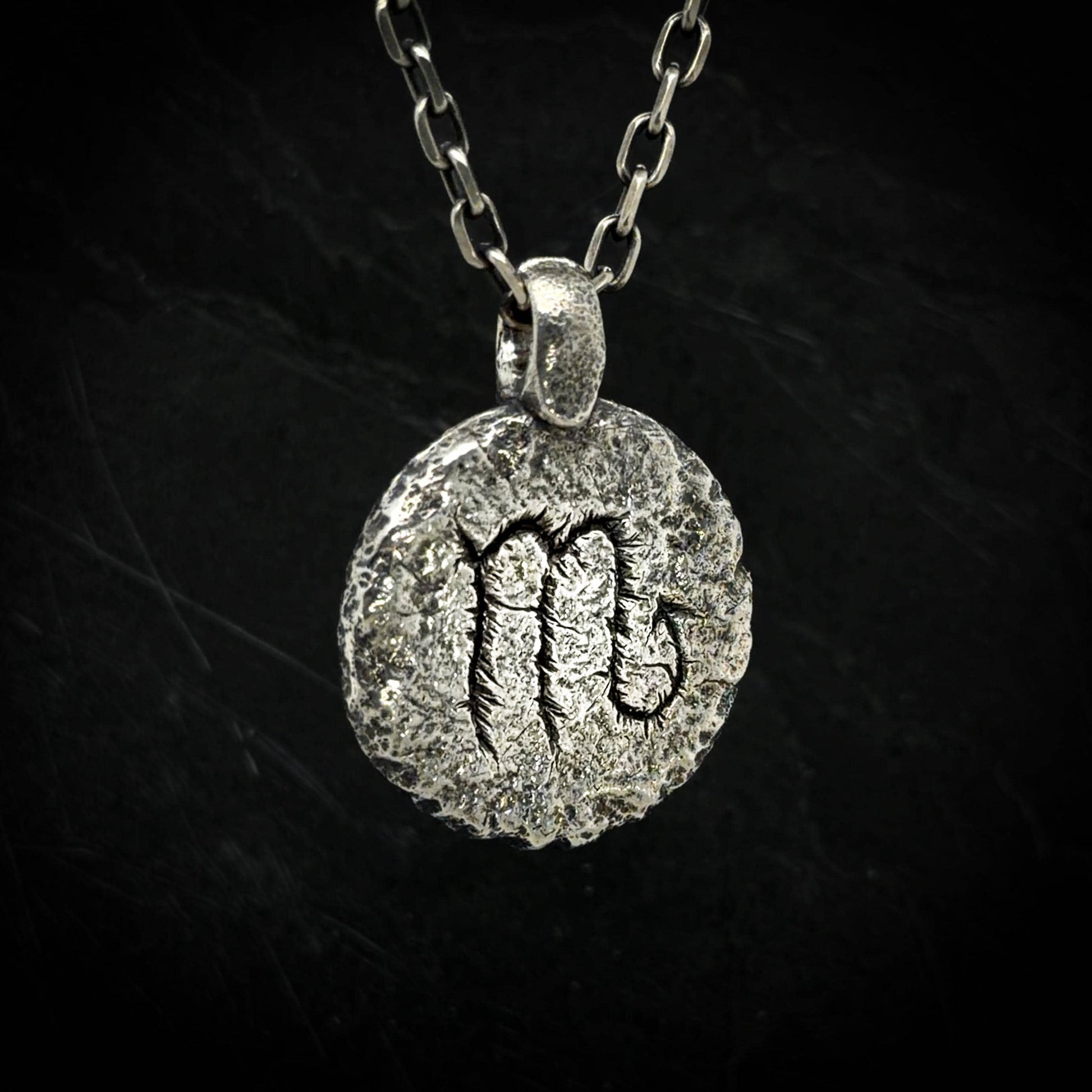 Scorpio Necklace in Sterling Silver — Zodiac Relic Pendant with Constellation Reverse