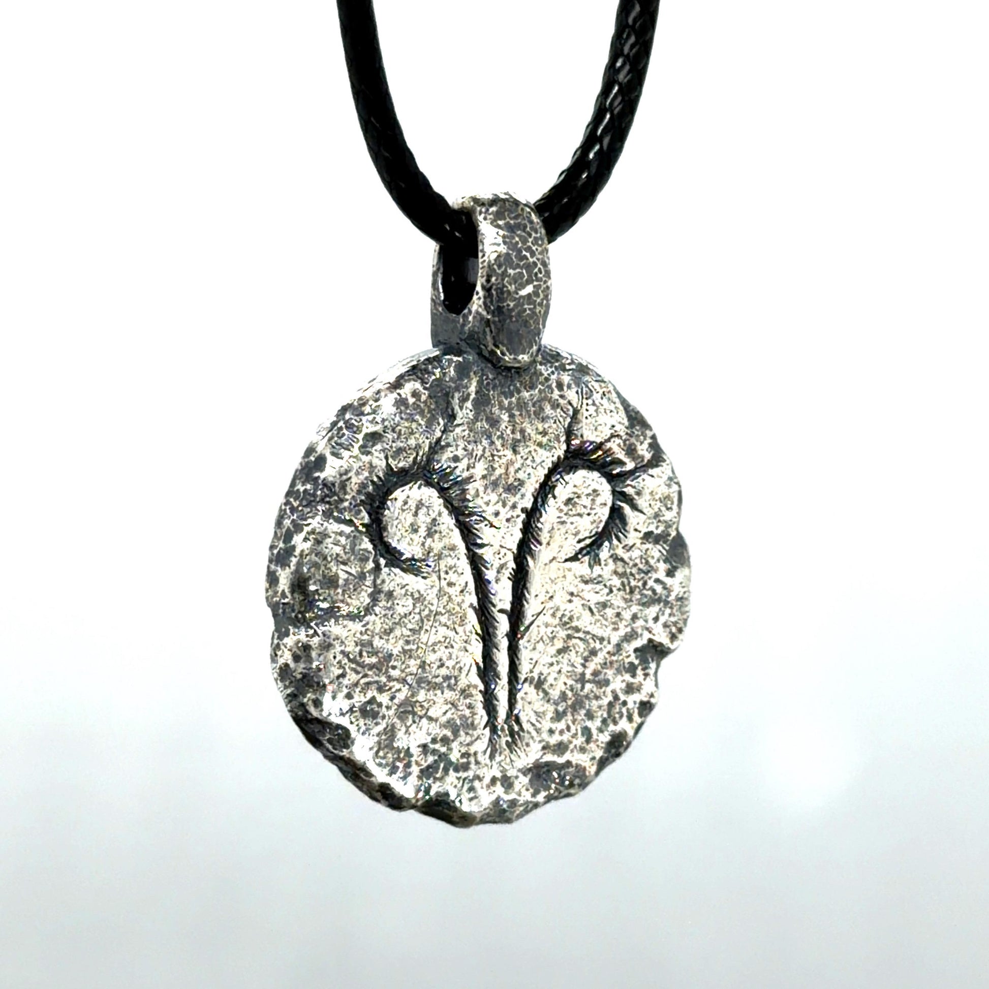 Aries Necklace in Sterling Silver — Zodiac Relic Pendant with Constellation Reverse