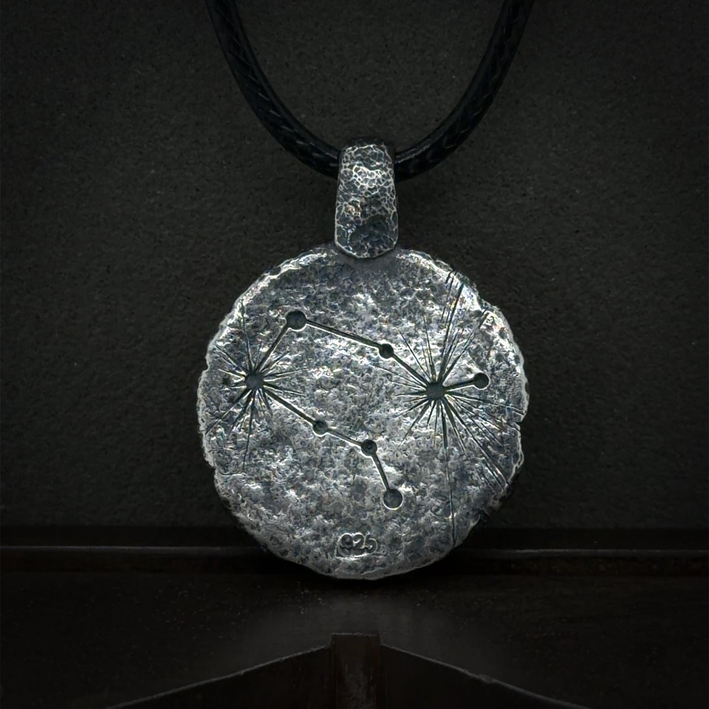 Gemini Necklace in Sterling Silver — Zodiac Relic Pendant with Constellation Reverse