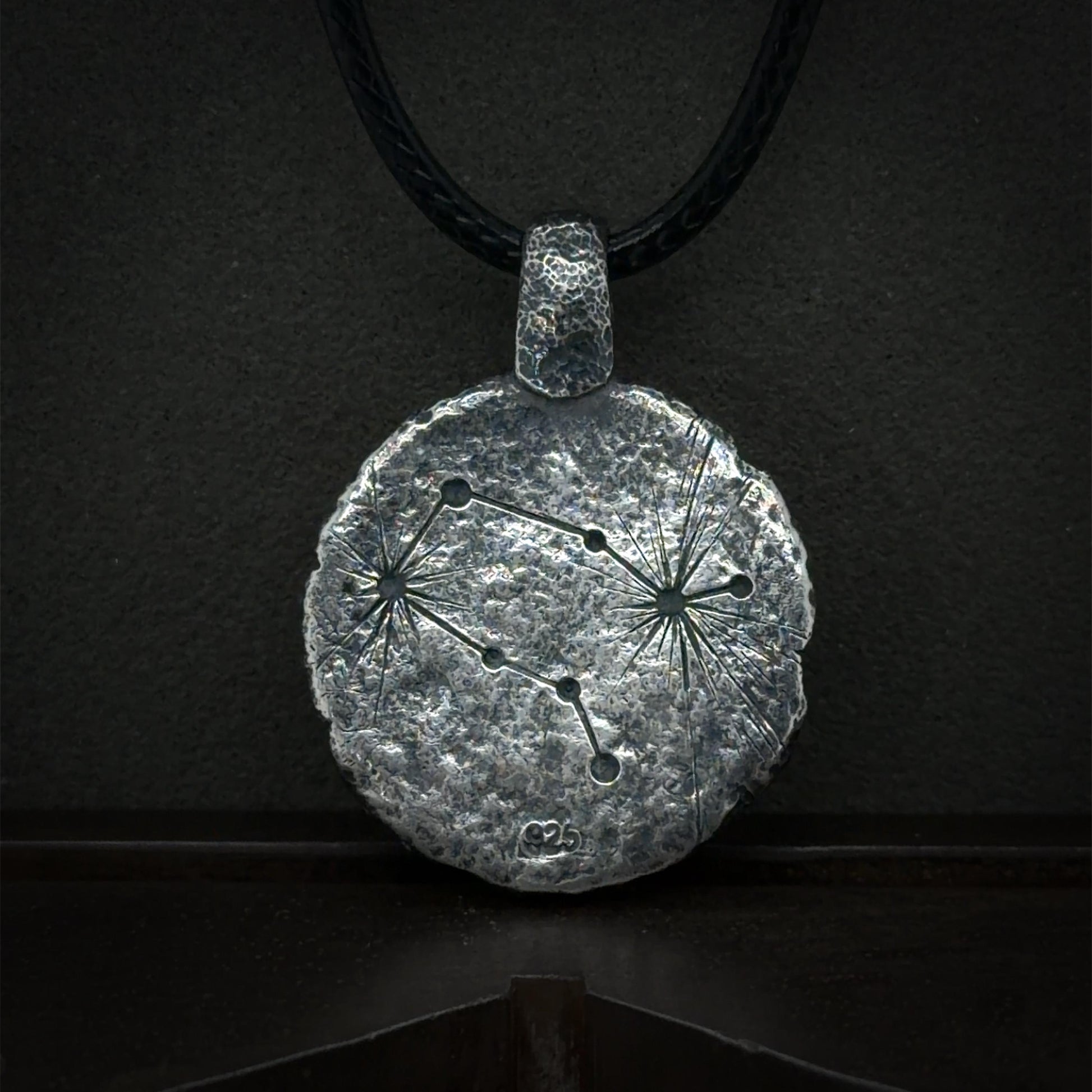 Gemini Necklace in Sterling Silver — Zodiac Relic Pendant with Constellation Reverse