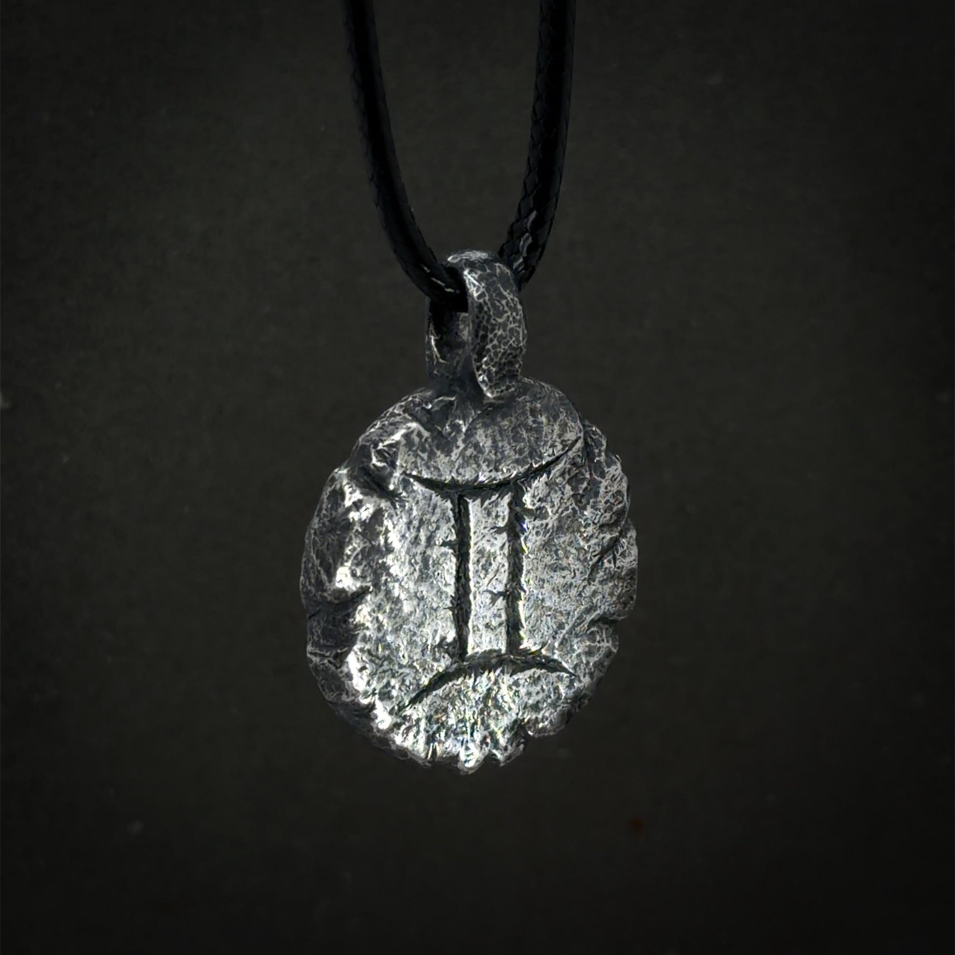 Gemini Necklace in Sterling Silver — Zodiac Relic Pendant with Constellation Reverse
