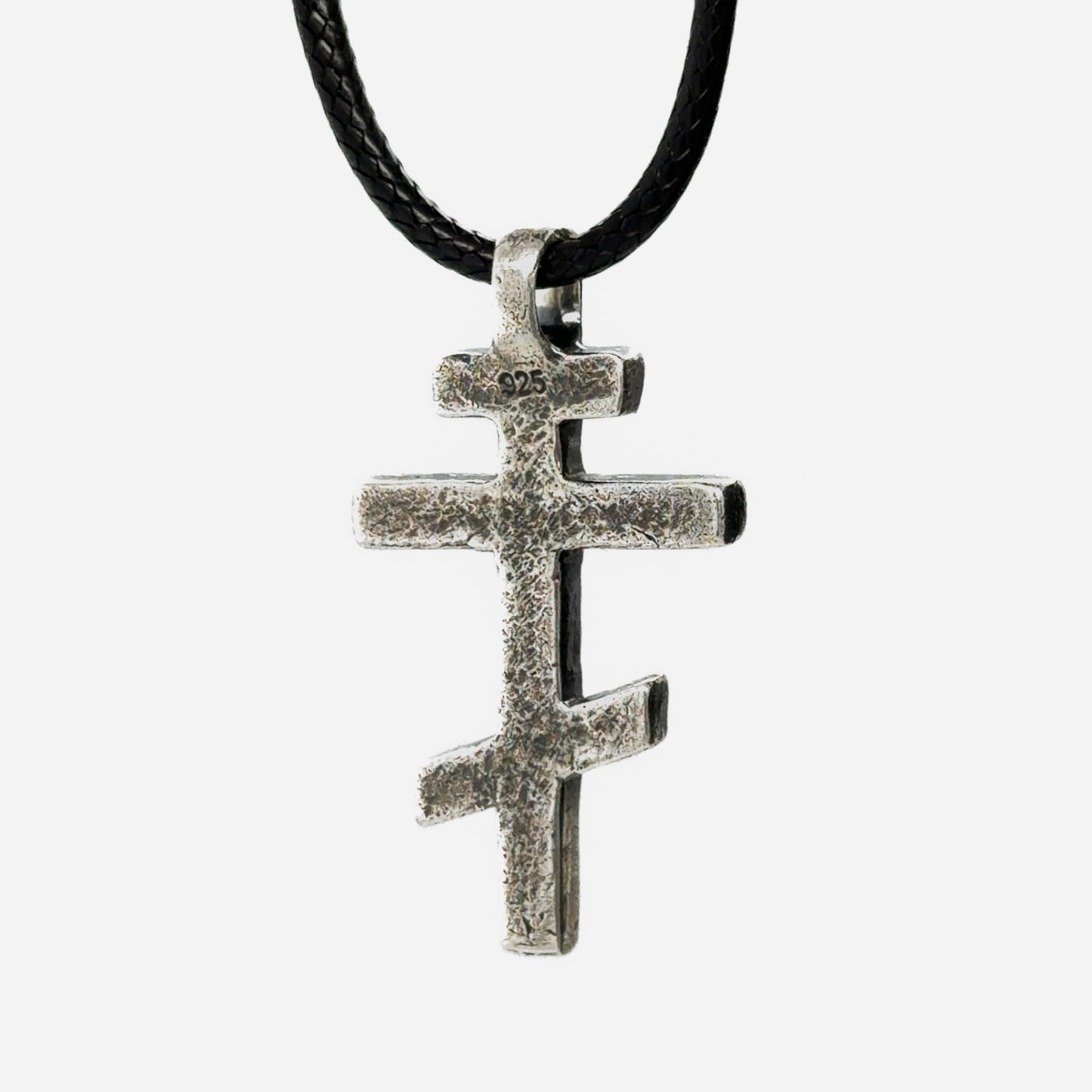 Orthodox Cross Necklace – Oxidized Sterling Silver Cross Pendant for Men, Rustic Gothic Religious Jewellery