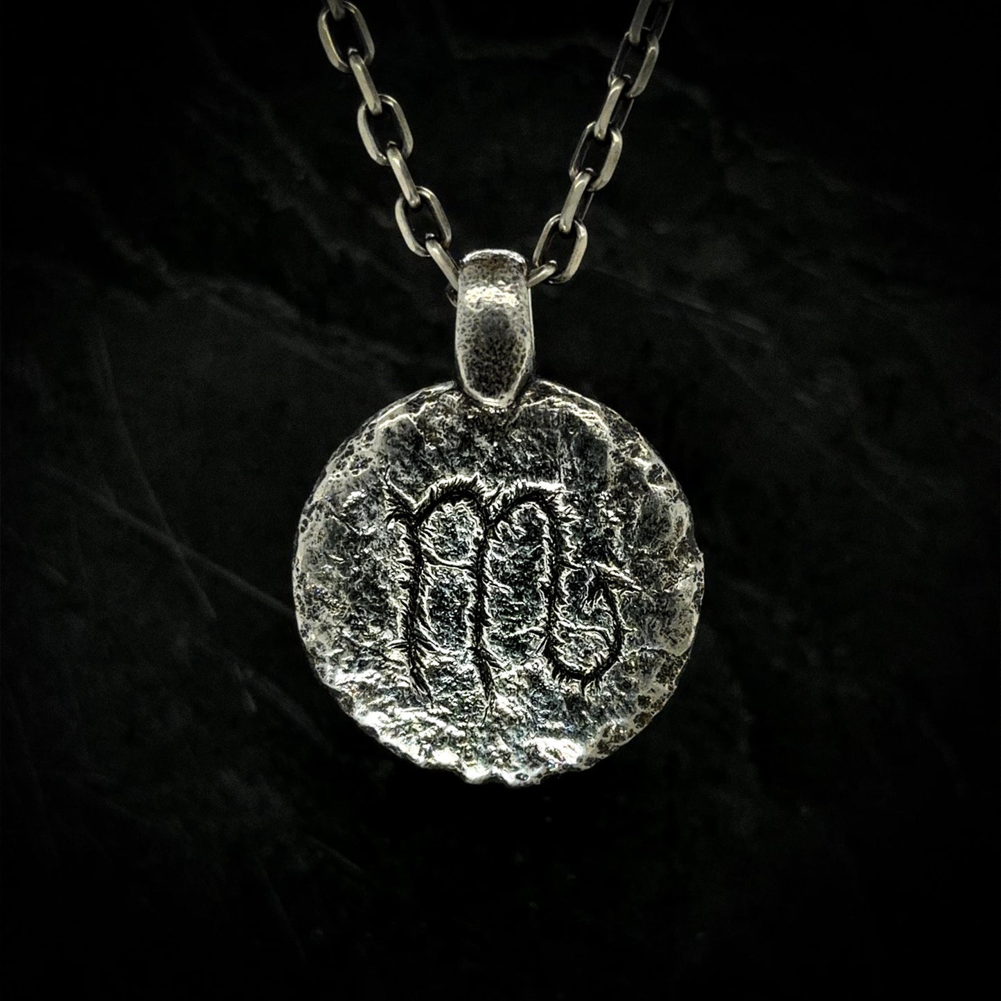 Scorpio Necklace in Sterling Silver — Zodiac Relic Pendant with Constellation Reverse