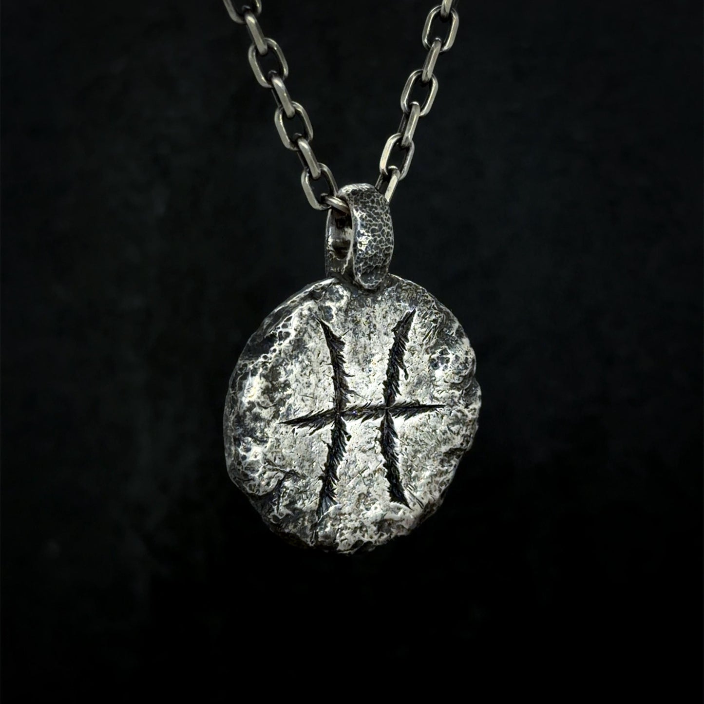 Pisces Necklace in Sterling Silver — Zodiac Relic Pendant with Constellation Reverse
