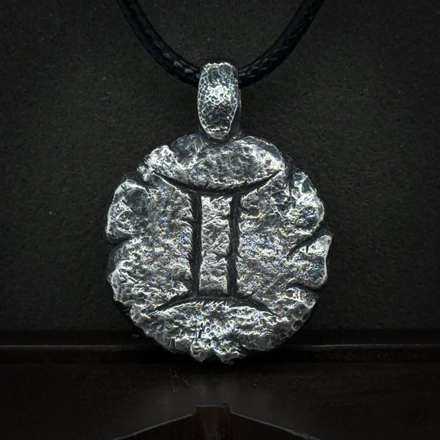 Gemini Necklace in Sterling Silver — Zodiac Relic Pendant with Constellation Reverse