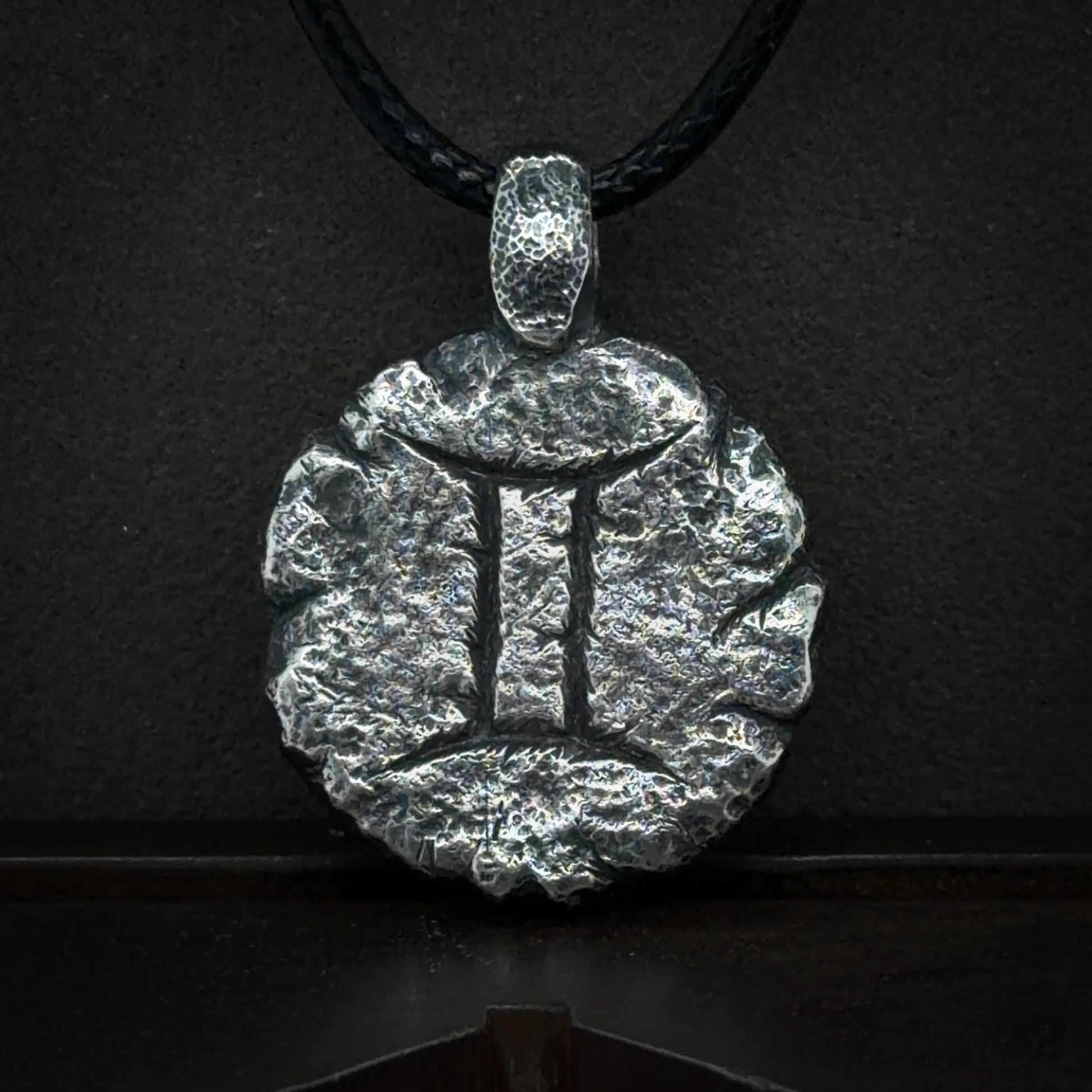 Gemini Necklace in Sterling Silver — Zodiac Relic Pendant with Constellation Reverse
