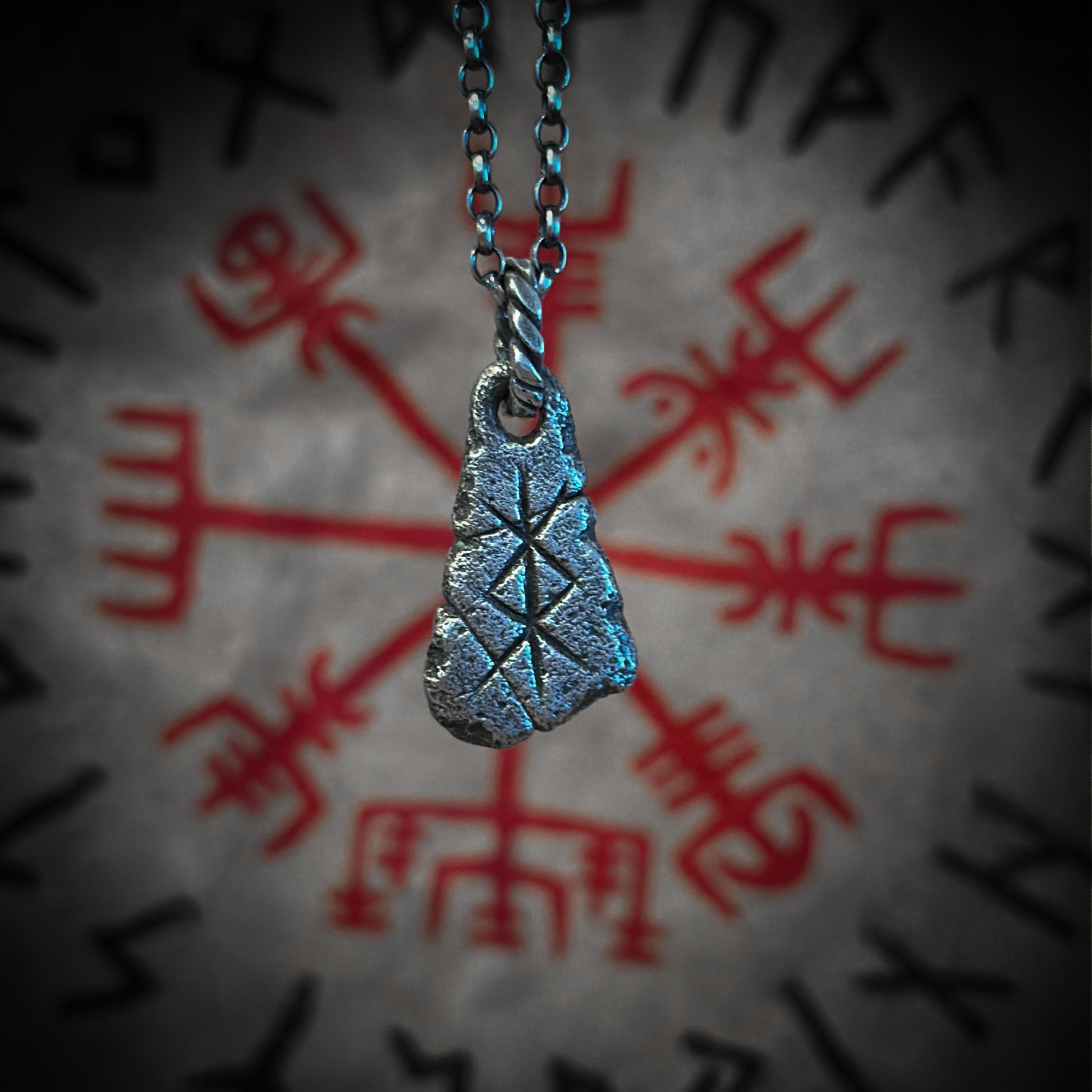 Protection Necklace, Sterling Silver Bind Rune Pendant with Algiz & Othala Runes