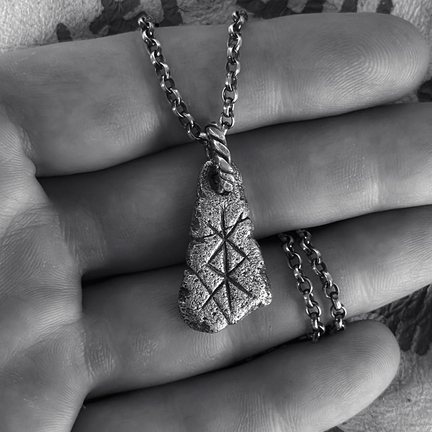 Protection Necklace, Sterling Silver Bind Rune Pendant with Algiz & Othala Runes