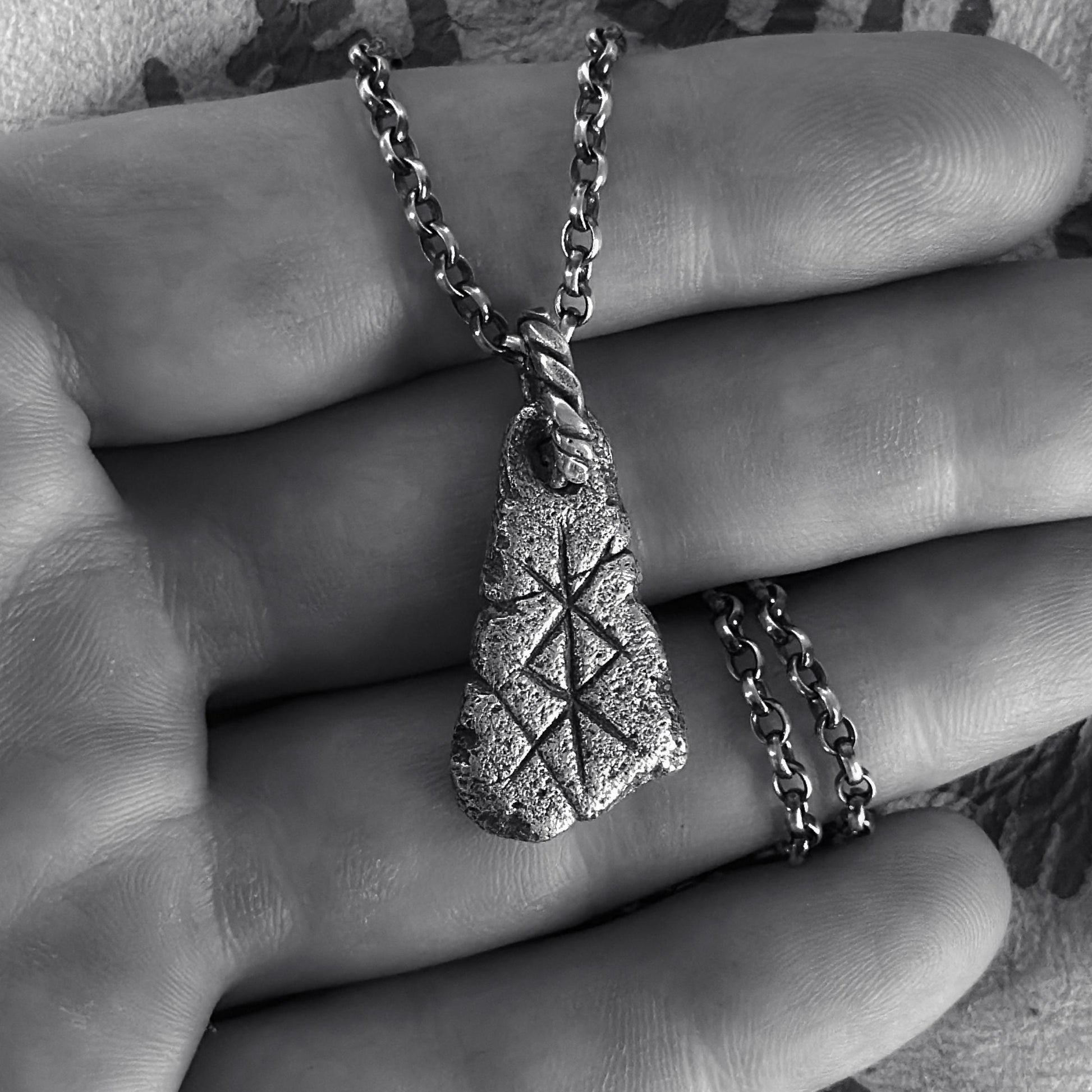 Protection Necklace, Sterling Silver Bind Rune Pendant with Algiz & Othala Runes