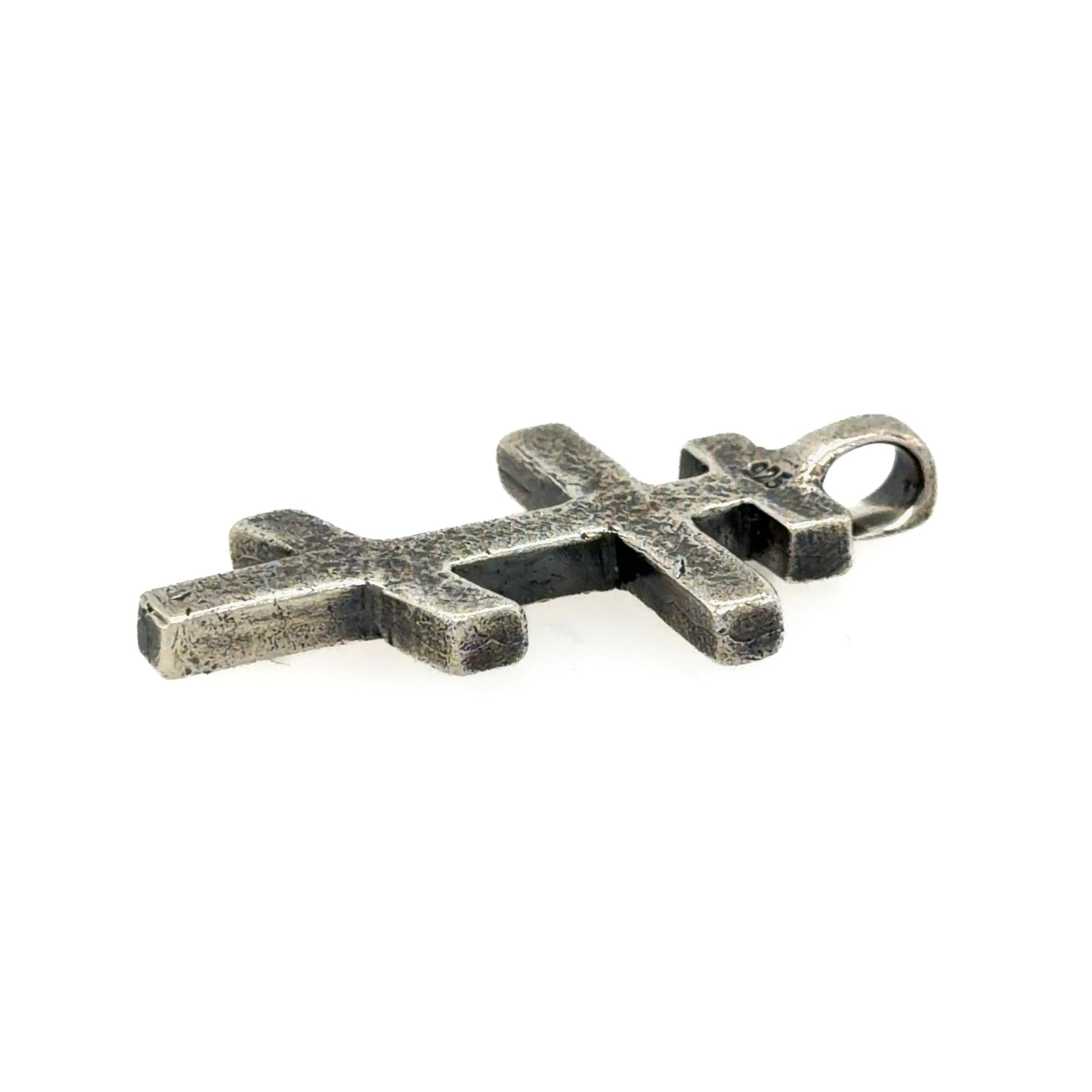 Orthodox Cross Necklace – Oxidized Sterling Silver Cross Pendant for Men, Rustic Gothic Religious Jewellery