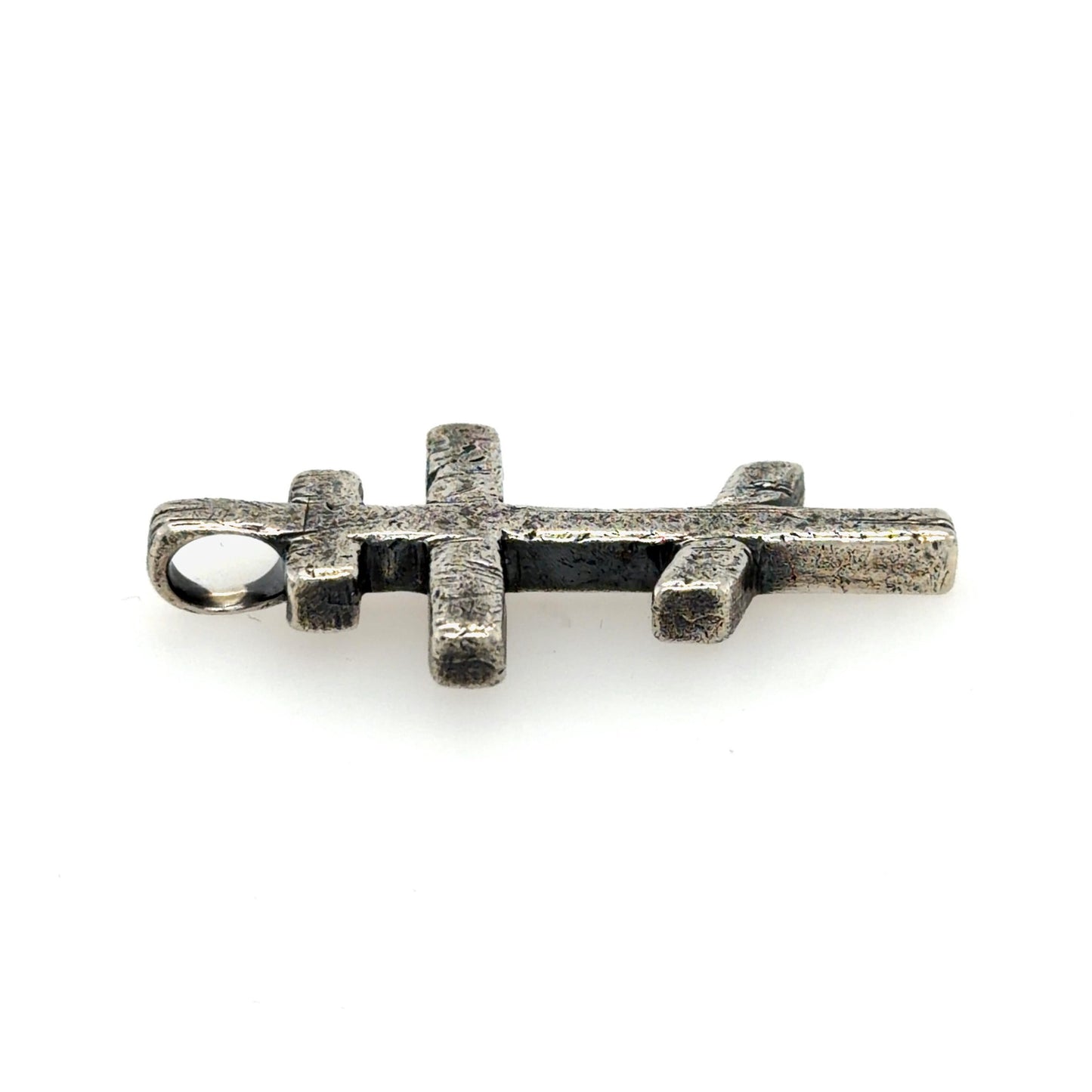 Orthodox Cross Necklace – Oxidized Sterling Silver Cross Pendant for Men, Rustic Gothic Religious Jewellery