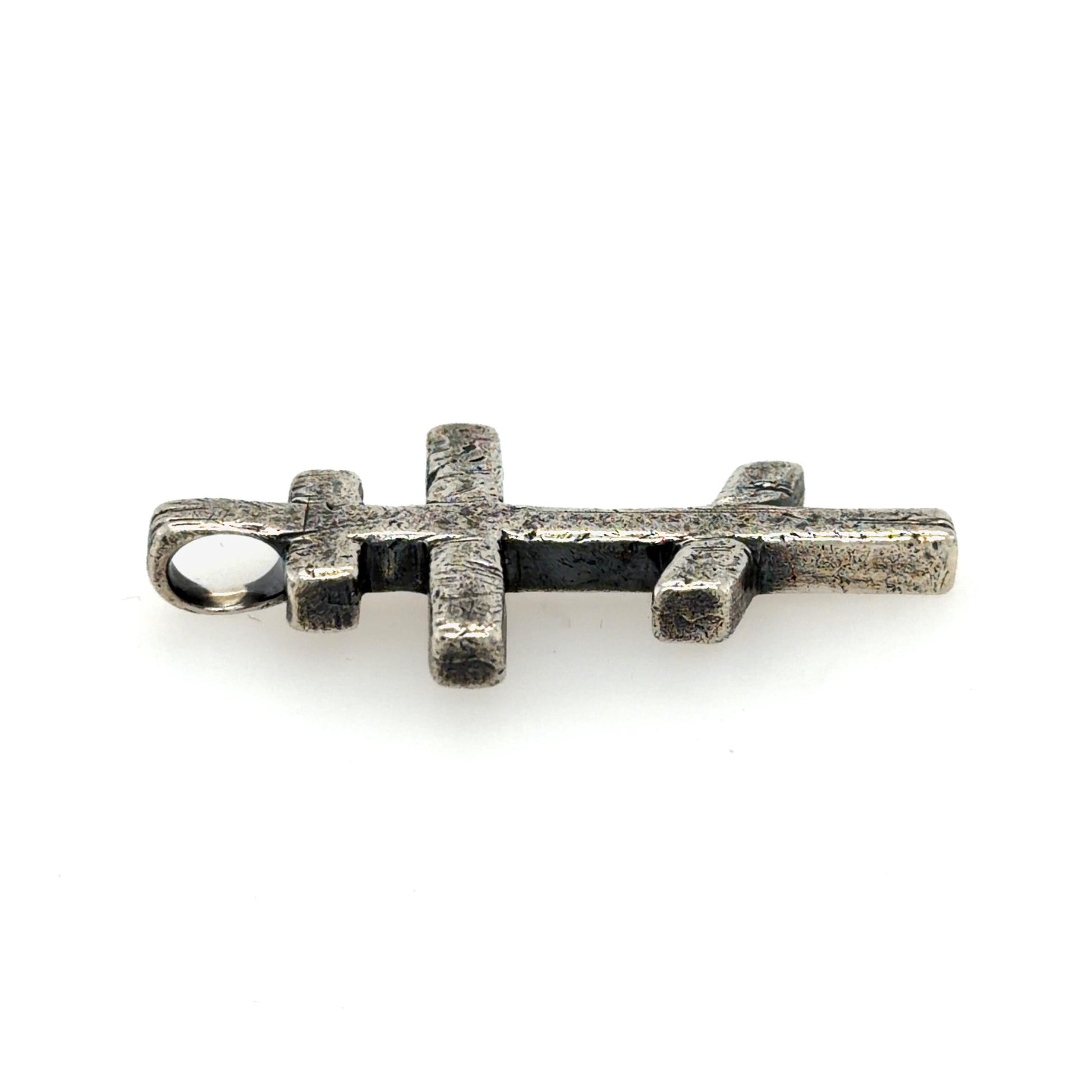 Orthodox Cross Necklace – Oxidized Sterling Silver Cross Pendant for Men, Rustic Gothic Religious Jewellery
