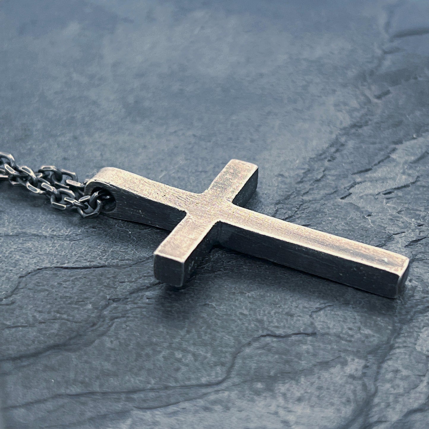 Oxidized Sterling Silver Cross Pendant - Minimalist Crucifix Necklace