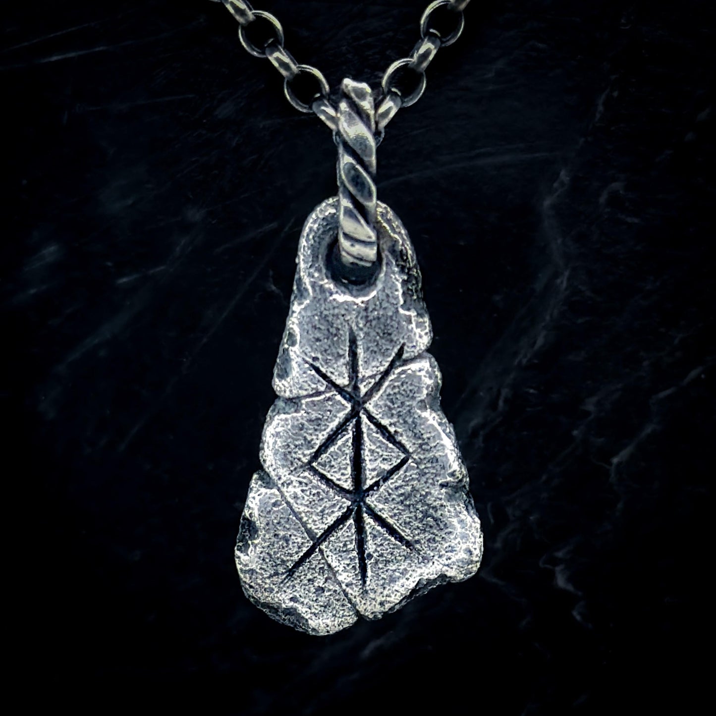Protection Necklace, Sterling Silver Bind Rune Pendant with Algiz & Othala Runes