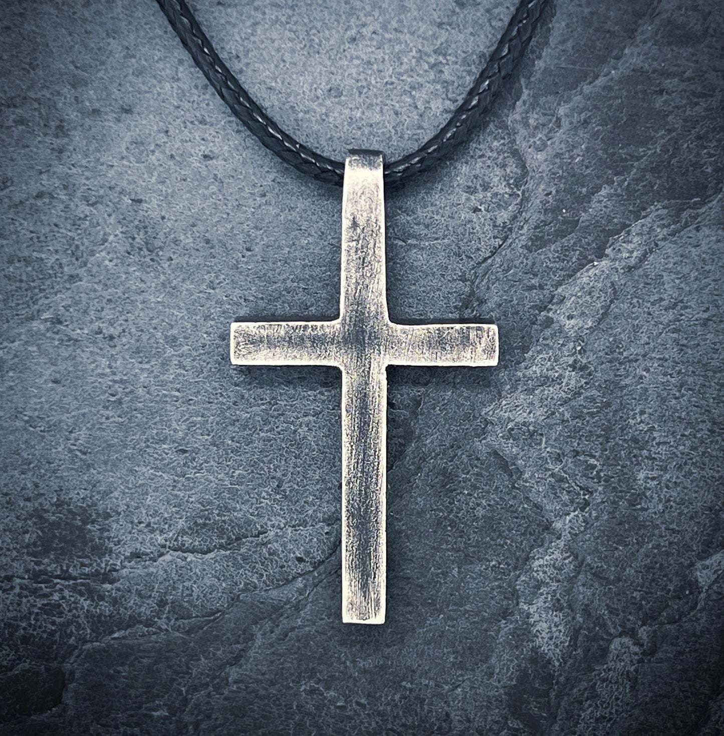 Oxidized Sterling Silver Cross Pendant - Minimalist Crucifix Necklace